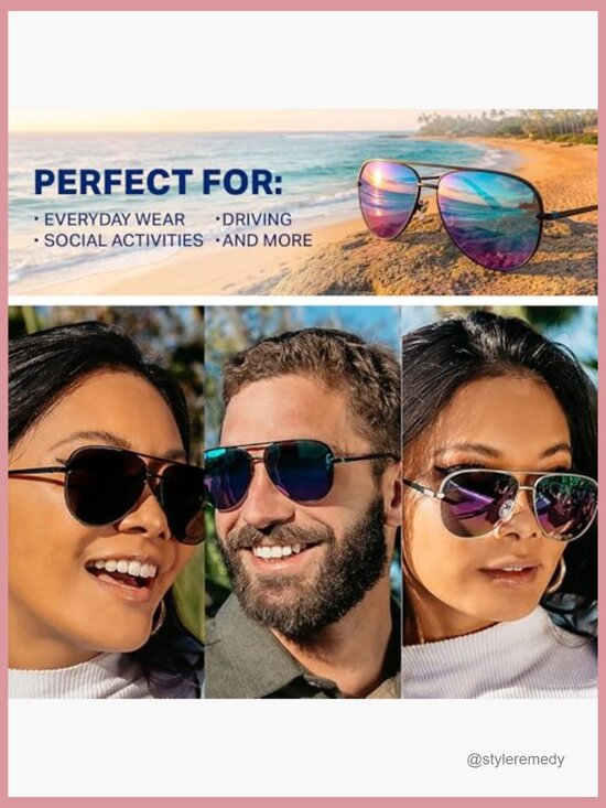 Metal Aviator Sunglasses Polarized UV Protection Modern Style